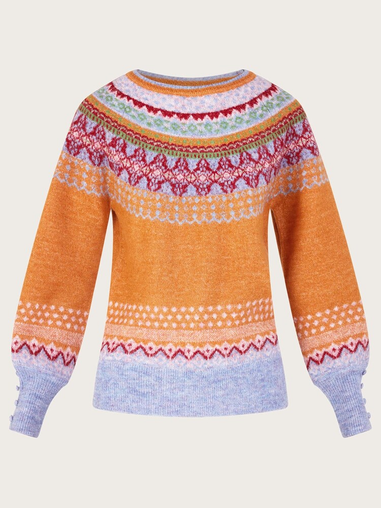 Monsoon Orange Fairisle Pattern Jumper - Image 1 of 5