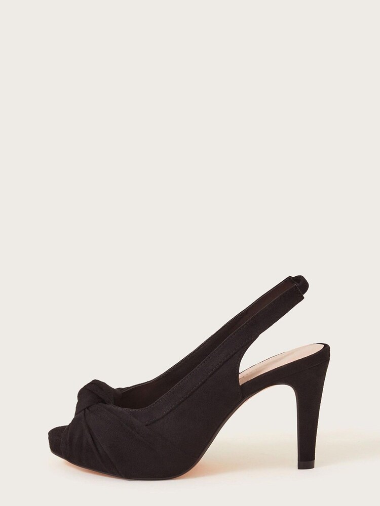 Monsoon Black Suede Peep Toe Heels - Image 1 of 3