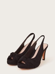 Monsoon Black Suede Peep Toe Heels - Image 2 of 3