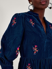 Monsoon Blue Faith Embroidered Velvet Dress - Image 3 of 4