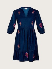Monsoon Blue Faith Embroidered Velvet Dress - Image 4 of 4
