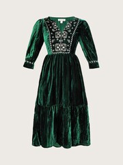 Monsoon Green Penny Paisley Embroidered Dress - Image 4 of 4