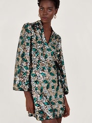 Monsoon Gold Sasha Sequin Wrap Dress - Image 3 of 5