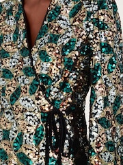 Monsoon Gold Sasha Sequin Wrap Dress - Image 4 of 5