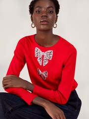 Monsoon Red Di Double Bow Jumper - Image 1 of 5
