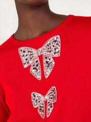 Monsoon Red Di Double Bow Jumper - Image 4 of 5