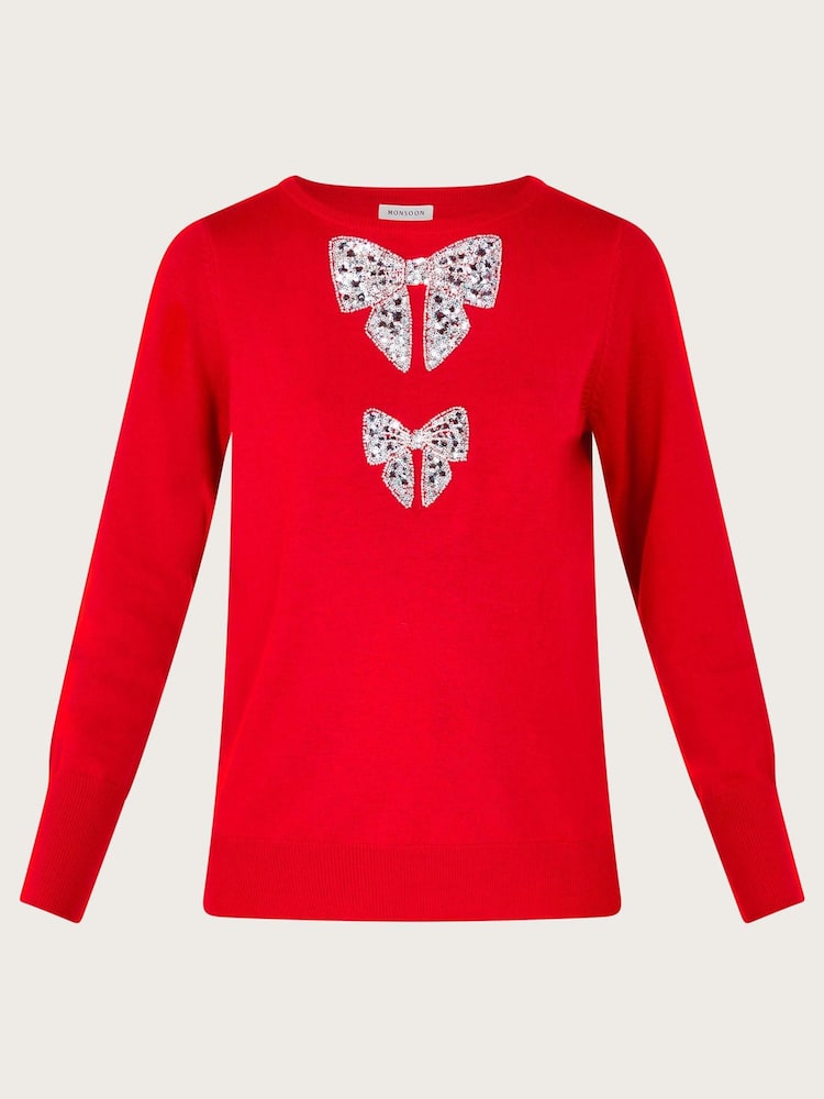 Monsoon Red Di Double Bow Jumper - Image 5 of 5