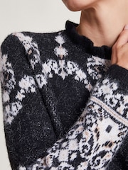 Monsoon Black Fabe Fairisle Pattern Jumper - Image 4 of 5