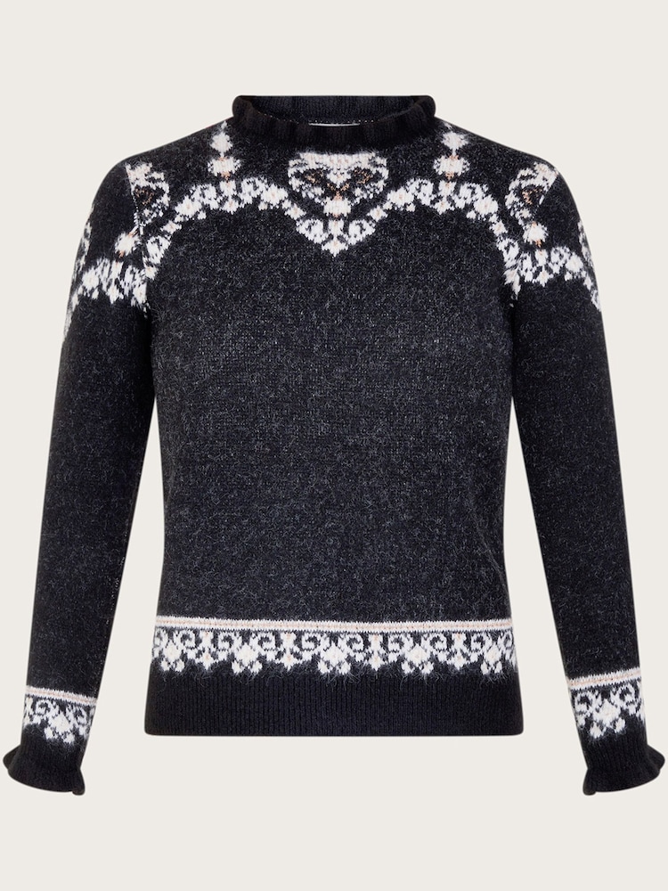 Monsoon Black Fabe Fairisle Pattern Jumper - Image 5 of 5