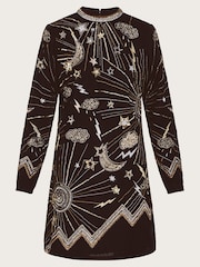 Monsoon Tina Embroidered Velvet Black Tunic Dress - Image 4 of 5