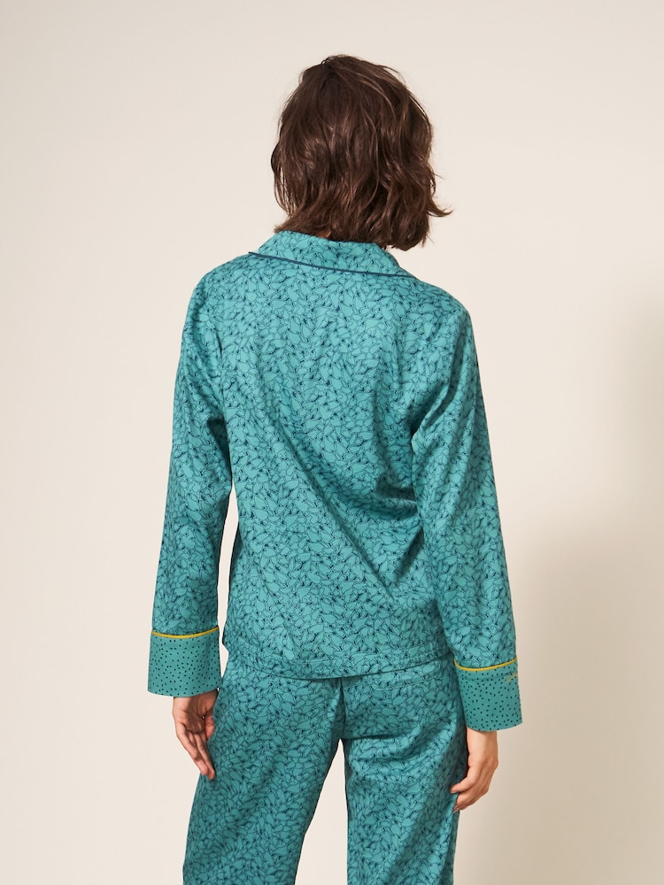 White Stuff Green Nina Organic Pyjamas Shirt - Image 2 of 7