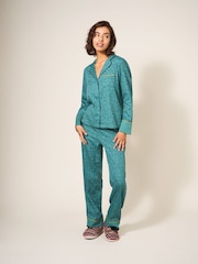 White Stuff Green Nina Organic Pyjamas Shirt - Image 3 of 7