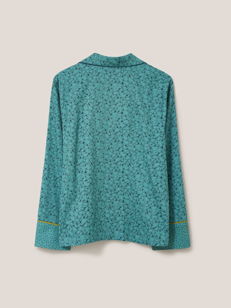 White Stuff Green Nina Organic Pyjamas Shirt - Image 7 of 7
