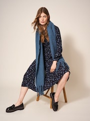 White Stuff Aneth EcoVero Shirred Black Dress - Image 3 of 7