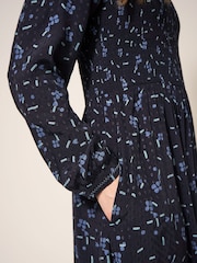 White Stuff Aneth EcoVero Shirred Black Dress - Image 4 of 7