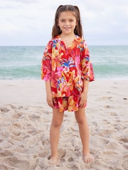Red Tropical Shirt And Shorts Co-ord Set (3-16yrs) - Image 2 of 7