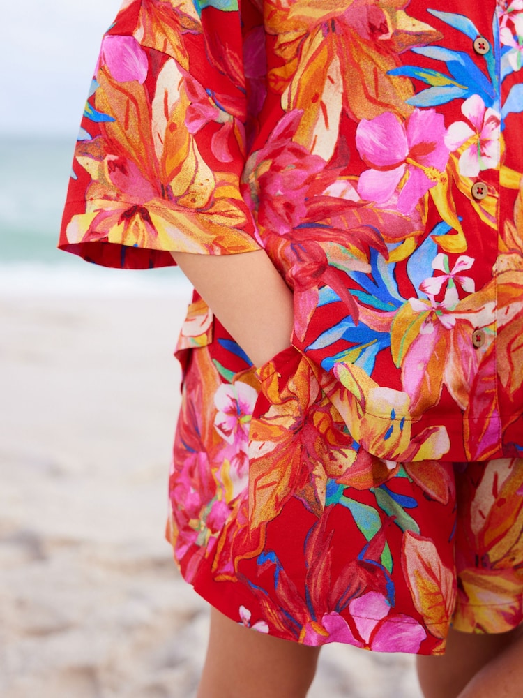 Red Tropical Shirt And Shorts Co-ord Set (3-16yrs) - Image 7 of 7