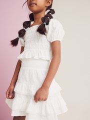 White 100% Cotton Ruffle Co-ord Set (3-16yrs) - Image 2 of 4