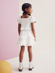 White 100% Cotton Ruffle Co-ord Set (3-16yrs) - Image 3 of 4