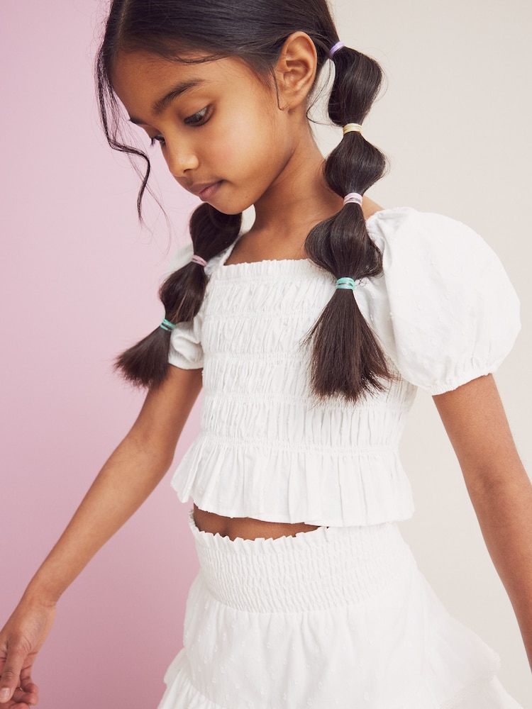White 100% Cotton Ruffle Co-ord Set (3-16yrs) - Image 4 of 4 White 100% Cotton Ruffle Co-ord Set (3-16yrs) - Image 4 of 4
