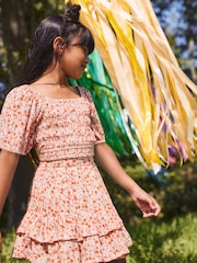 Soft Orange Ditsy Printed Co-ord Set (3-16yrs) - Image 1 of 7