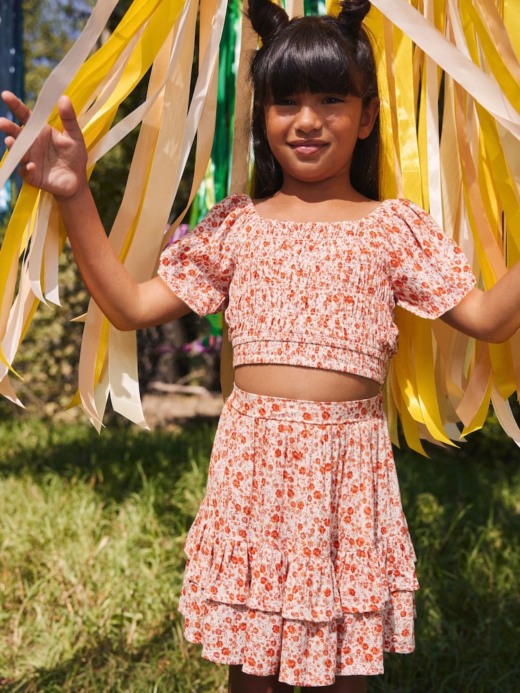 Soft Orange Ditsy Printed Co-ord Set (3-16yrs) - Image 2 of 7