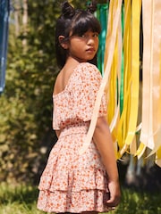 Soft Orange Ditsy Printed Co-ord Set (3-16yrs) - Image 3 of 7