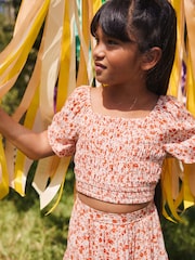 Soft Orange Ditsy Printed Co-ord Set (3-16yrs) - Image 4 of 7