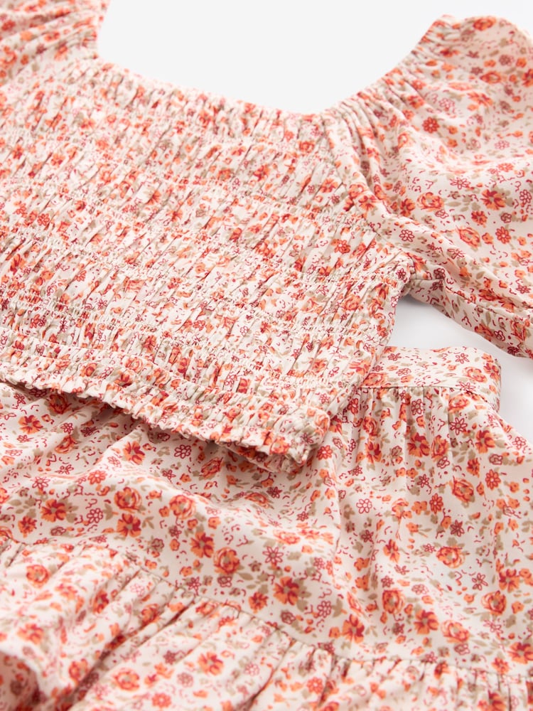 Soft Orange Ditsy Printed Co-ord Set (3-16yrs) - Image 7 of 7