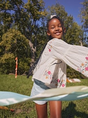 Cream Embroidered 100% Cotton Blouse (3-16yrs) - Image 3 of 9