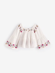 Cream Embroidered 100% Cotton Blouse (3-16yrs) - Image 6 of 9
