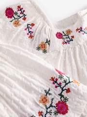 Cream Embroidered 100% Cotton Blouse (3-16yrs) - Image 7 of 9