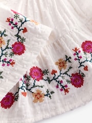 Cream Embroidered 100% Cotton Blouse (3-16yrs) - Image 8 of 9