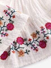 Cream Embroidered 100% Cotton Blouse (3-16yrs) - Image 9 of 9