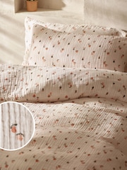 Natural Fruit Peach Crinkle Muslin 100% Cotton Duvet Cover and Pillowcase Set - Image 1 of 6
