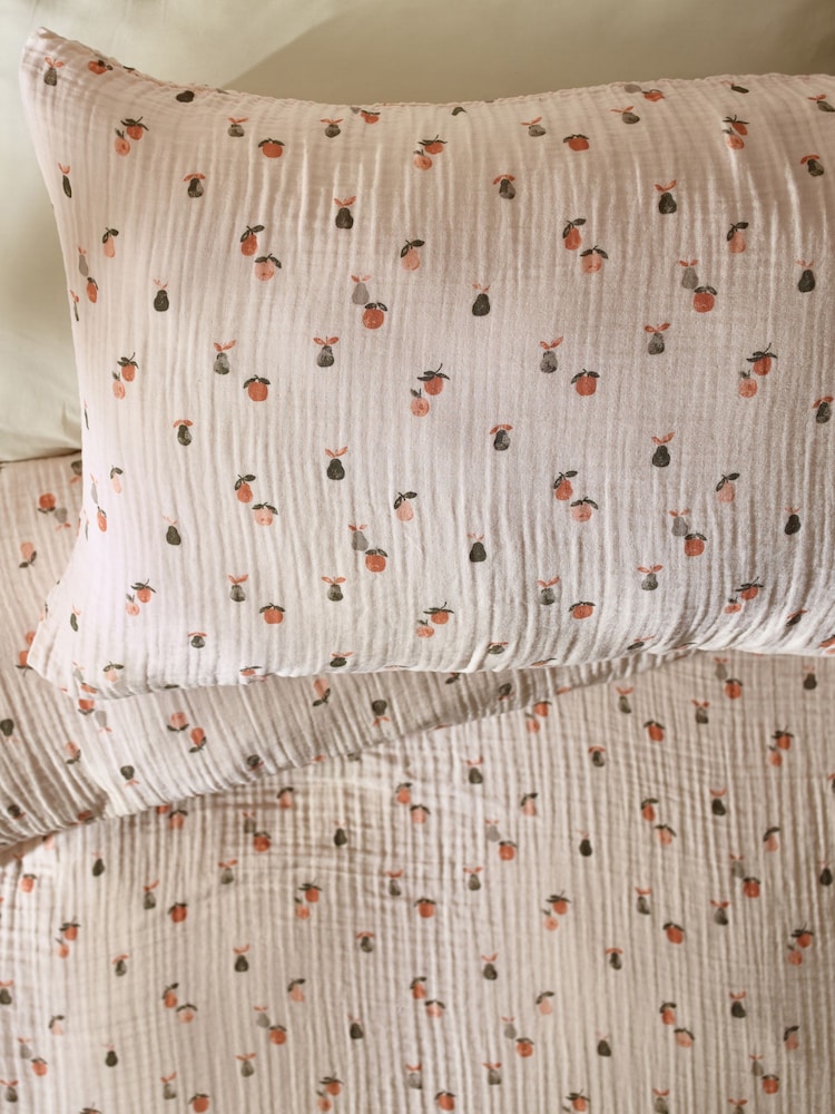 Natural Fruit Peach Crinkle Muslin 100% Cotton Duvet Cover and Pillowcase Set - Image 2 of 6
