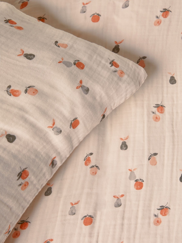 Natural Fruit Peach Crinkle Muslin 100% Cotton Duvet Cover and Pillowcase Set - Image 4 of 6