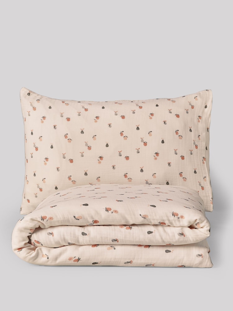 Natural Fruit Peach Crinkle Muslin 100% Cotton Duvet Cover and Pillowcase Set - Image 6 of 6 Natural Fruit Peach Crinkle Muslin 100% Cotton Duvet Cover and Pillowcase Set - Image 6 of 6