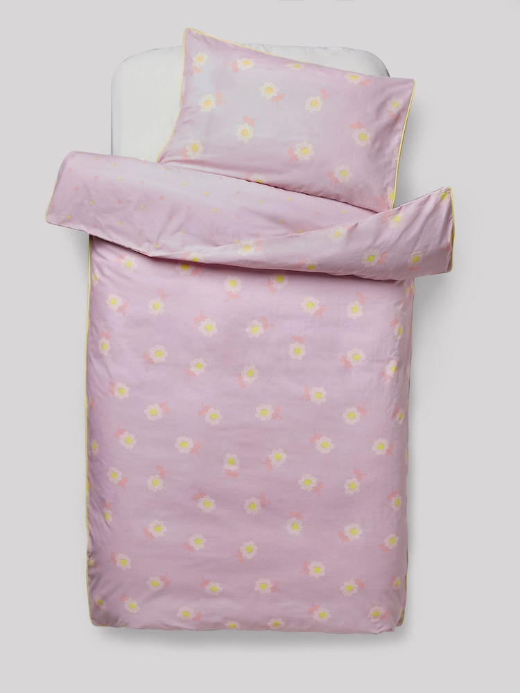 Lilac Floral Printed Polycotton Duvet Cover and Pillowcase Bedding - Image 4 of 11