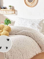 Black/White Hearts 100% Cotton Duvet Cover And Pillowcase Set - Image 1 of 7
