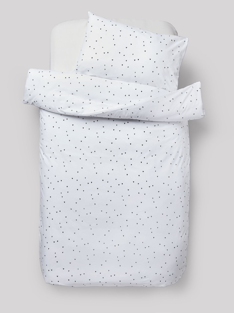 Black/White Hearts 100% Cotton Duvet Cover And Pillowcase Set - Image 4 of 7