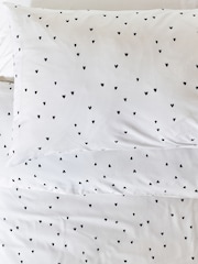 Black/White Hearts 100% Cotton Duvet Cover And Pillowcase Set - Image 6 of 7