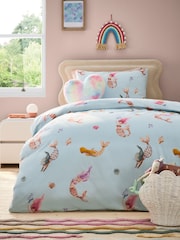 Soft Blue Mermaids 100% Cotton Duvet Cover And Pillowcase Set - Image 1 of 5