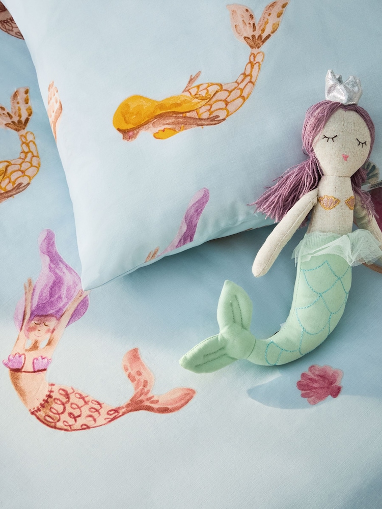 Soft Blue Mermaids 100% Cotton Duvet Cover And Pillowcase Set - Image 5 of 5