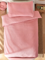 Pink Crinkle Muslin 100% Cotton Duvet Cover and Pillowcase Set - Image 3 of 8