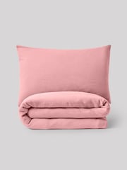 Pink Crinkle Muslin 100% Cotton Duvet Cover and Pillowcase Set - Image 6 of 8
