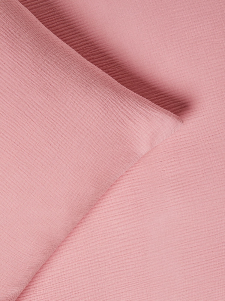 Pink Crinkle Muslin 100% Cotton Duvet Cover and Pillowcase Set - Image 7 of 8