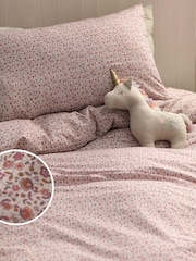 Fig Pink Floral 100% Cotton Printed Bedding Duvet Cover and Pillowcase Set - Image 1 of 7