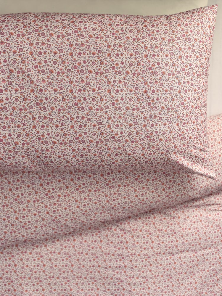 Fig Pink Floral 100% Cotton Printed Bedding Duvet Cover and Pillowcase Set - Image 2 of 7