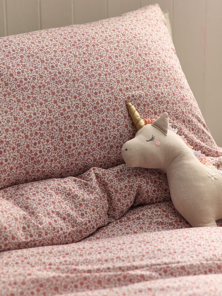 Fig Pink Floral Printed Bedding Duvet Cover and Pillowcase Set - Image 4 of 7